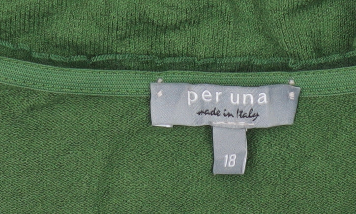 Marks and Spencer Per Una Women's Green V-Neck Jumper Size 18