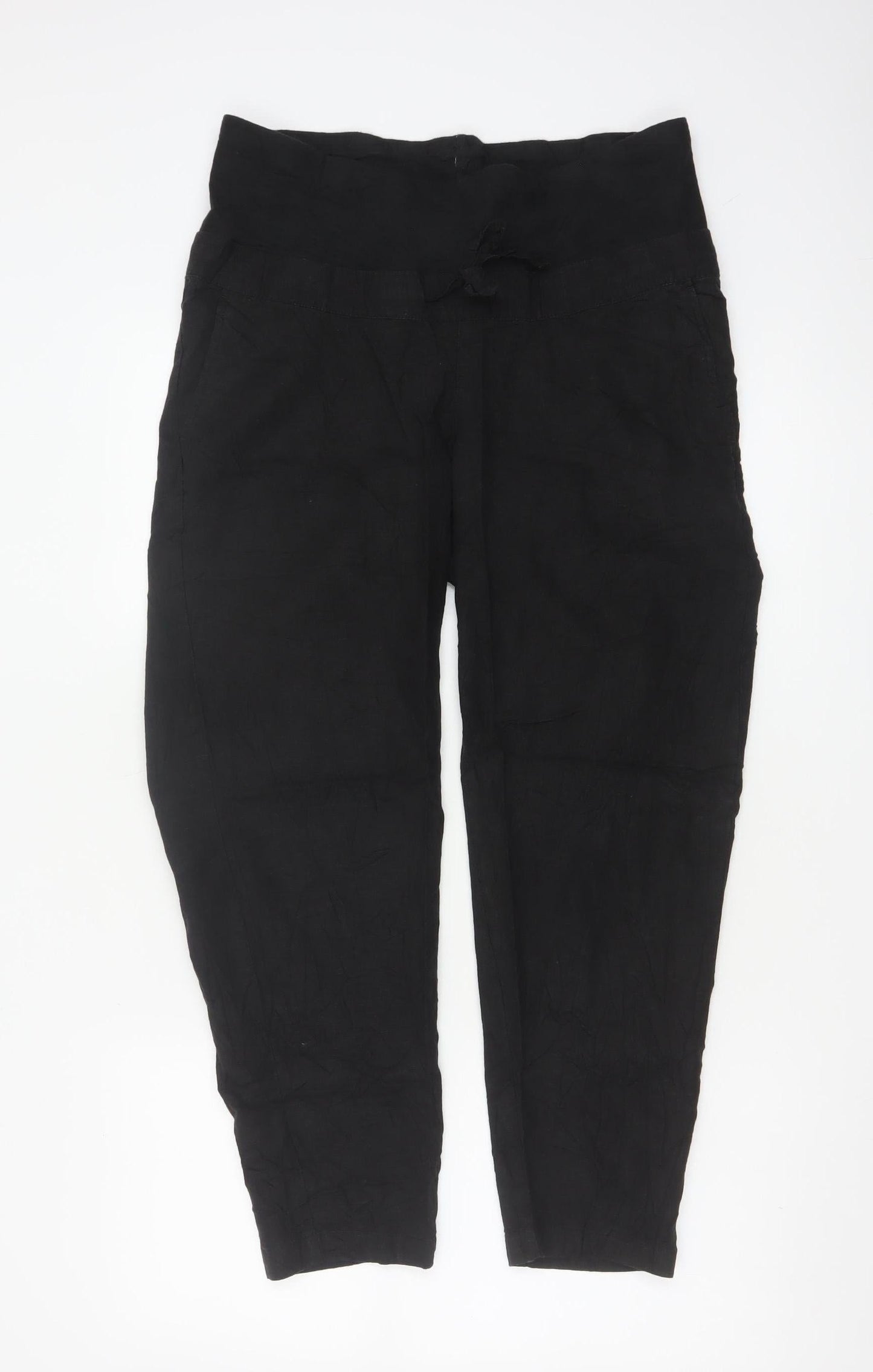 H&M Mama Black Linen Blend Maternity Trousers Size S