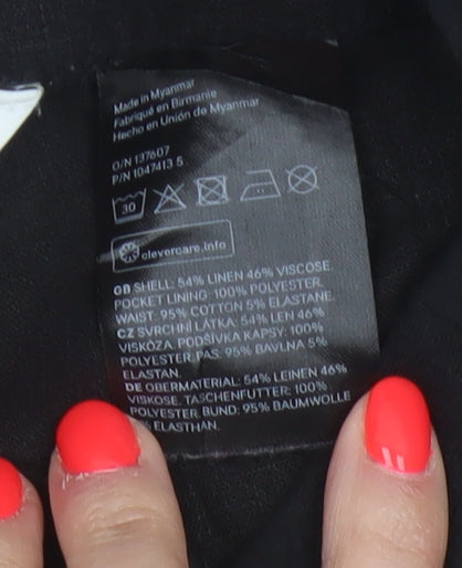 H&M Mama Black Linen Blend Maternity Trousers Size S