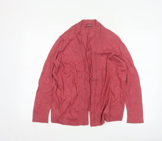 Laura Ashley Women’s Red Open Front Cardigan UK 12 Long Sleeve Knit