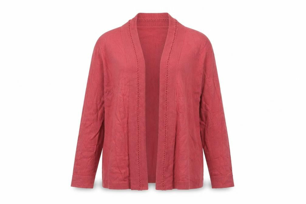 Laura Ashley Women’s Red Open Front Cardigan UK 12 Long Sleeve Knit