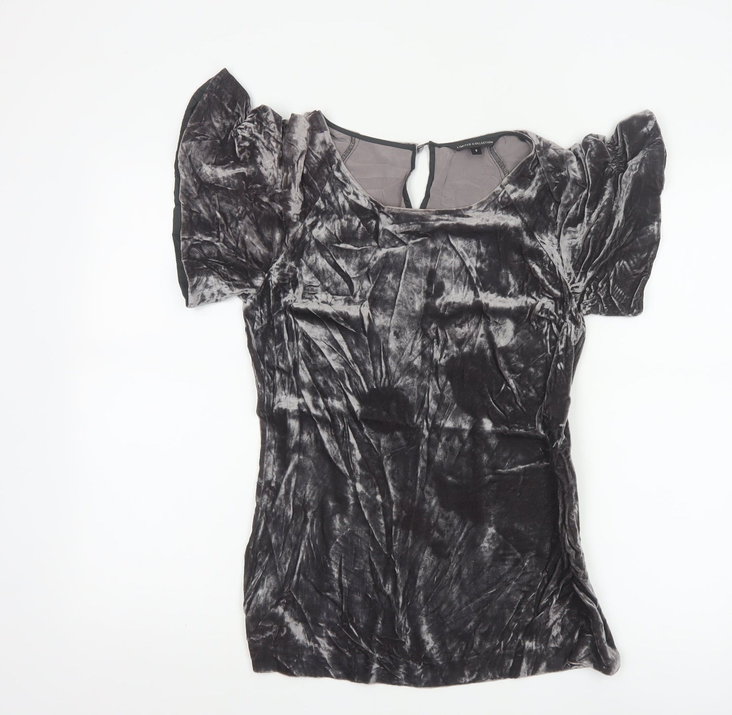 Marks and Spencer Women’s Grey Velvet Puff Sleeve Blouse Size 8