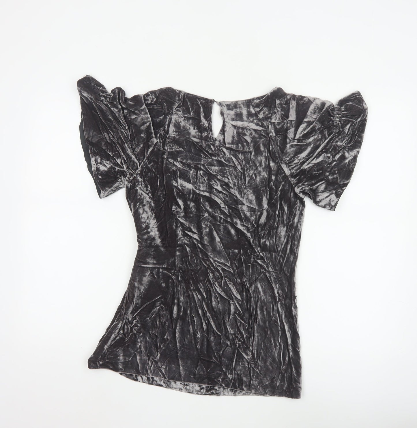Marks and Spencer Women’s Grey Velvet Puff Sleeve Blouse Size 8
