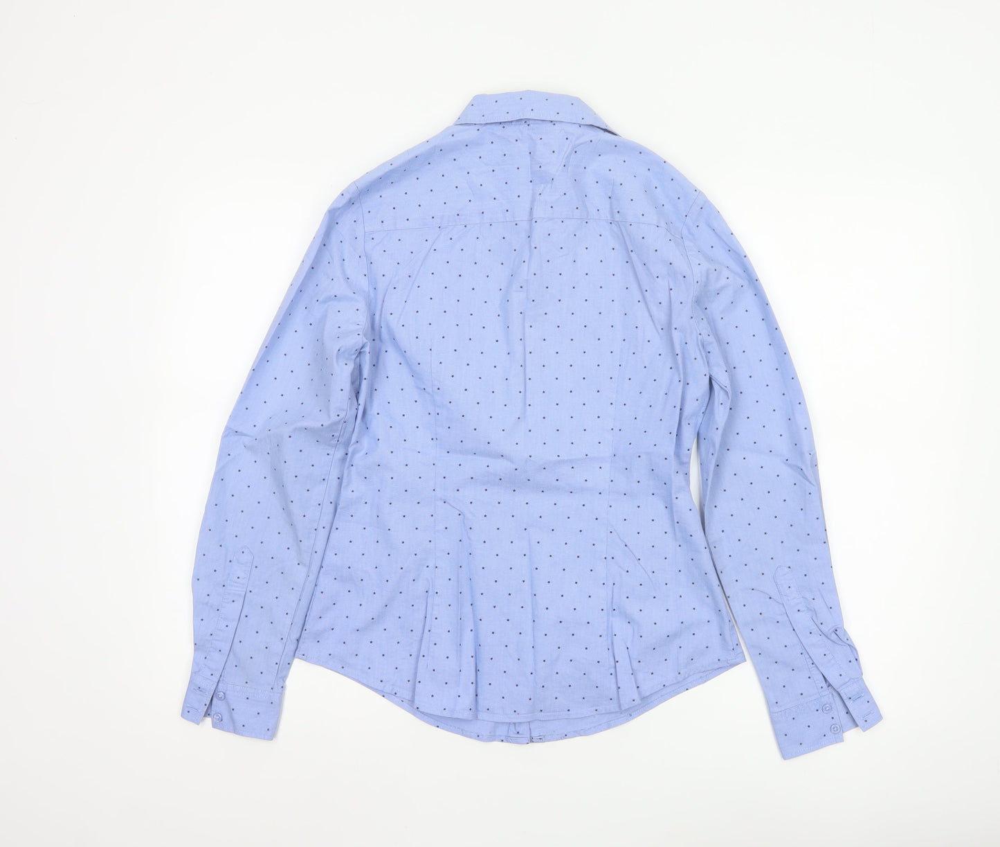 Marks and Spencer Women's Blue Polka Dot Button-Up Shirt UK 10