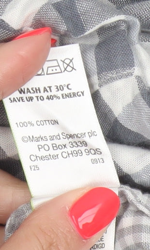Marks and Spencer Women's Grey Check Cotton Long Sleeve Shirt UK 24
