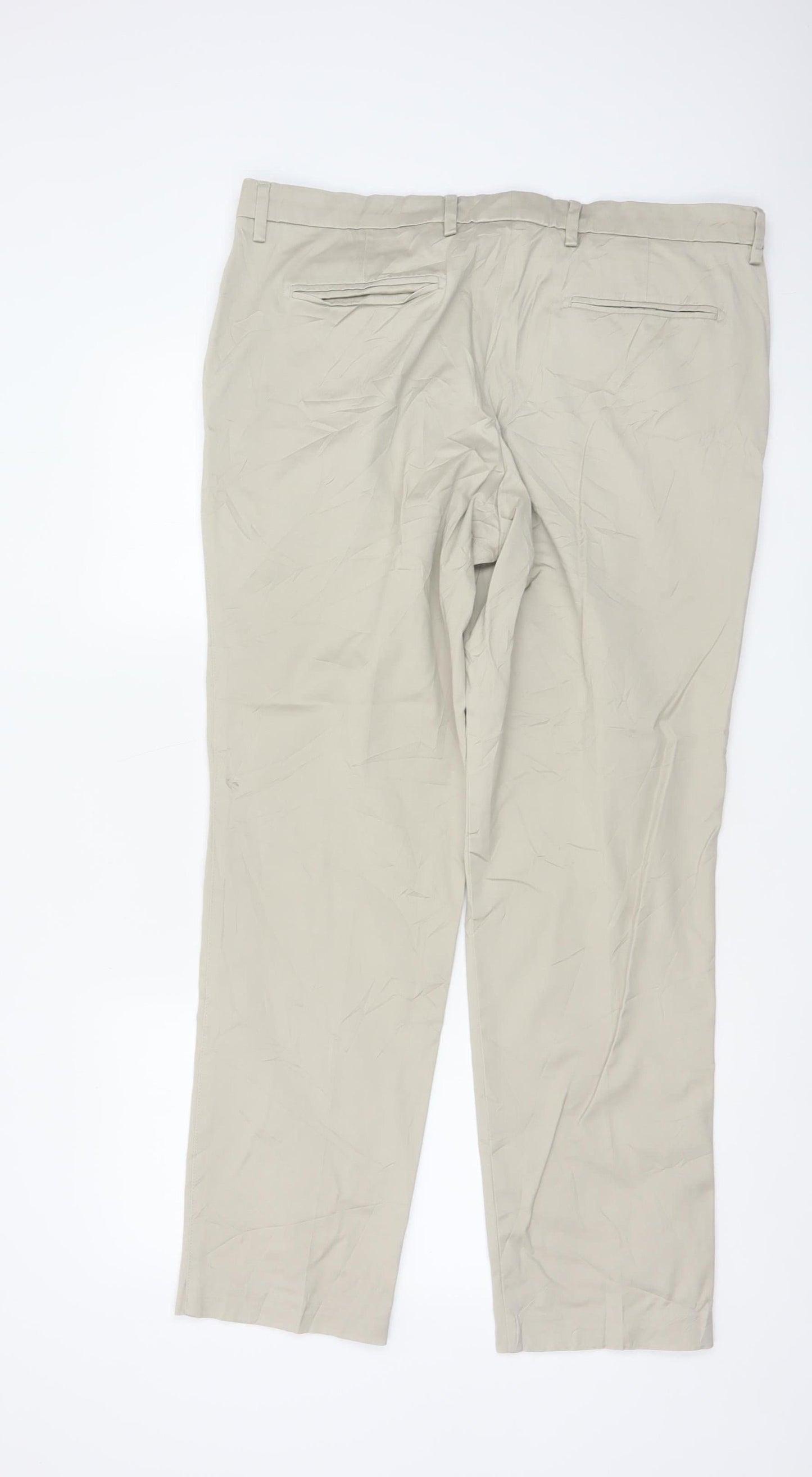 Marks and Spencer Men's Beige Chino Trousers Slim Fit 36W 31L