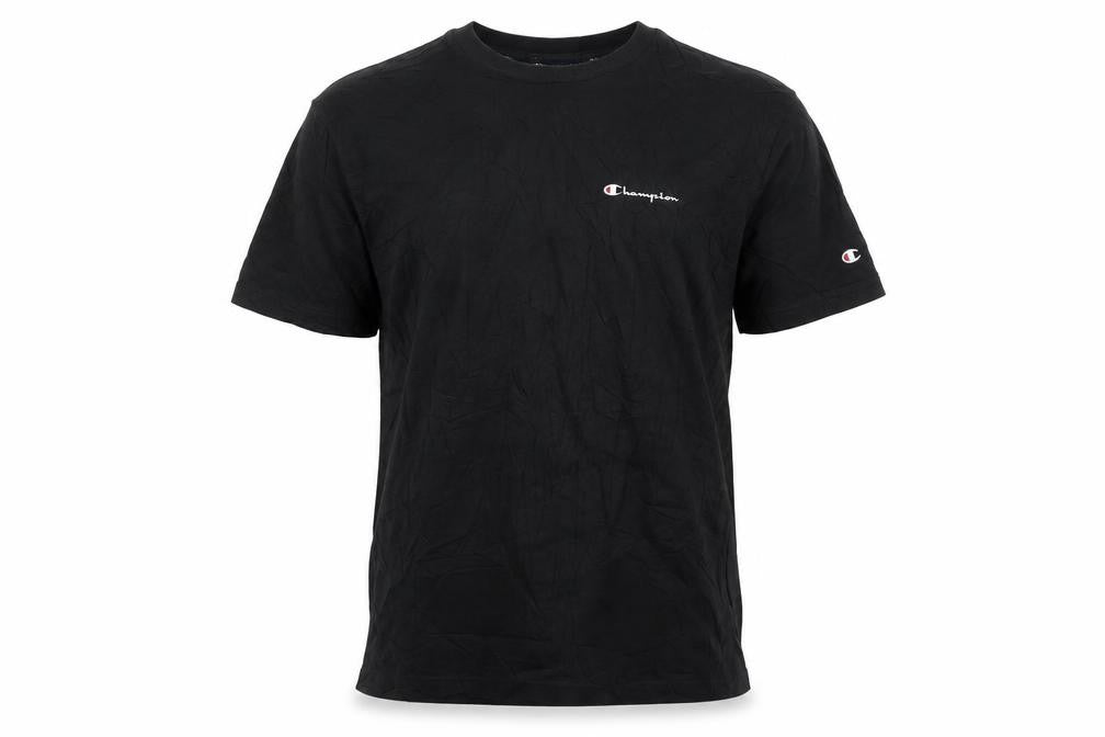 Champion Men's Black Small Crew Neck Cotton Sports T-Shirt