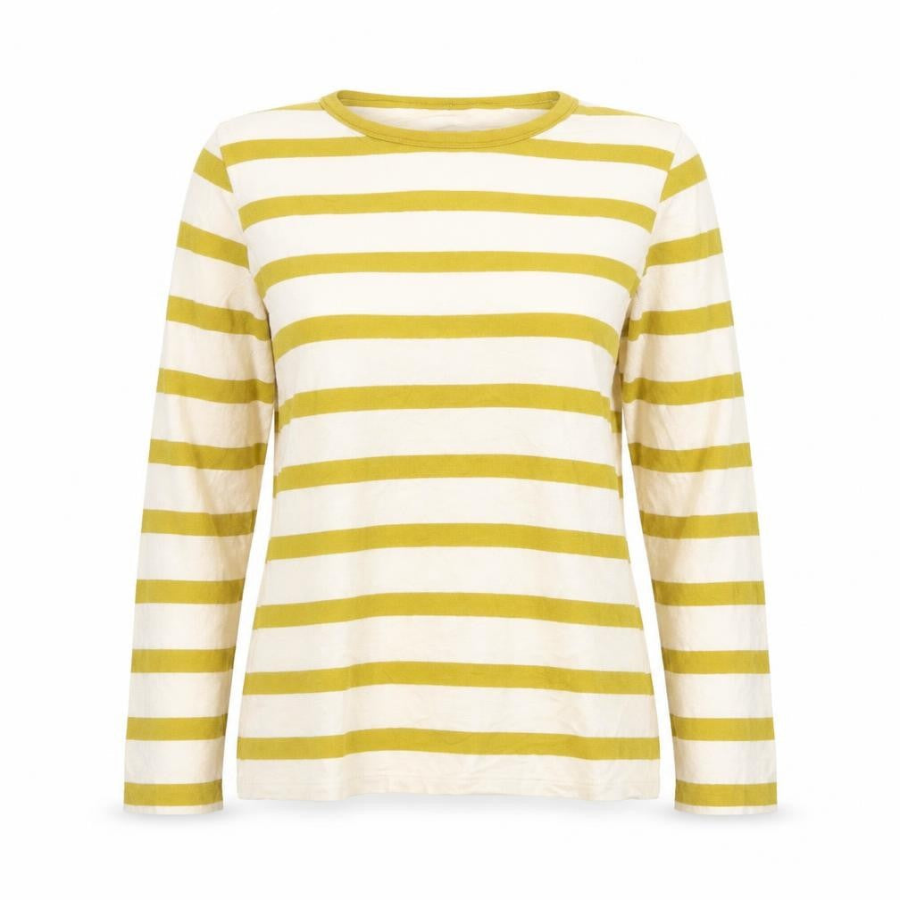 Marks and Spencer Women’s Yellow Striped Long Sleeve Cotton T-Shirt Size 10