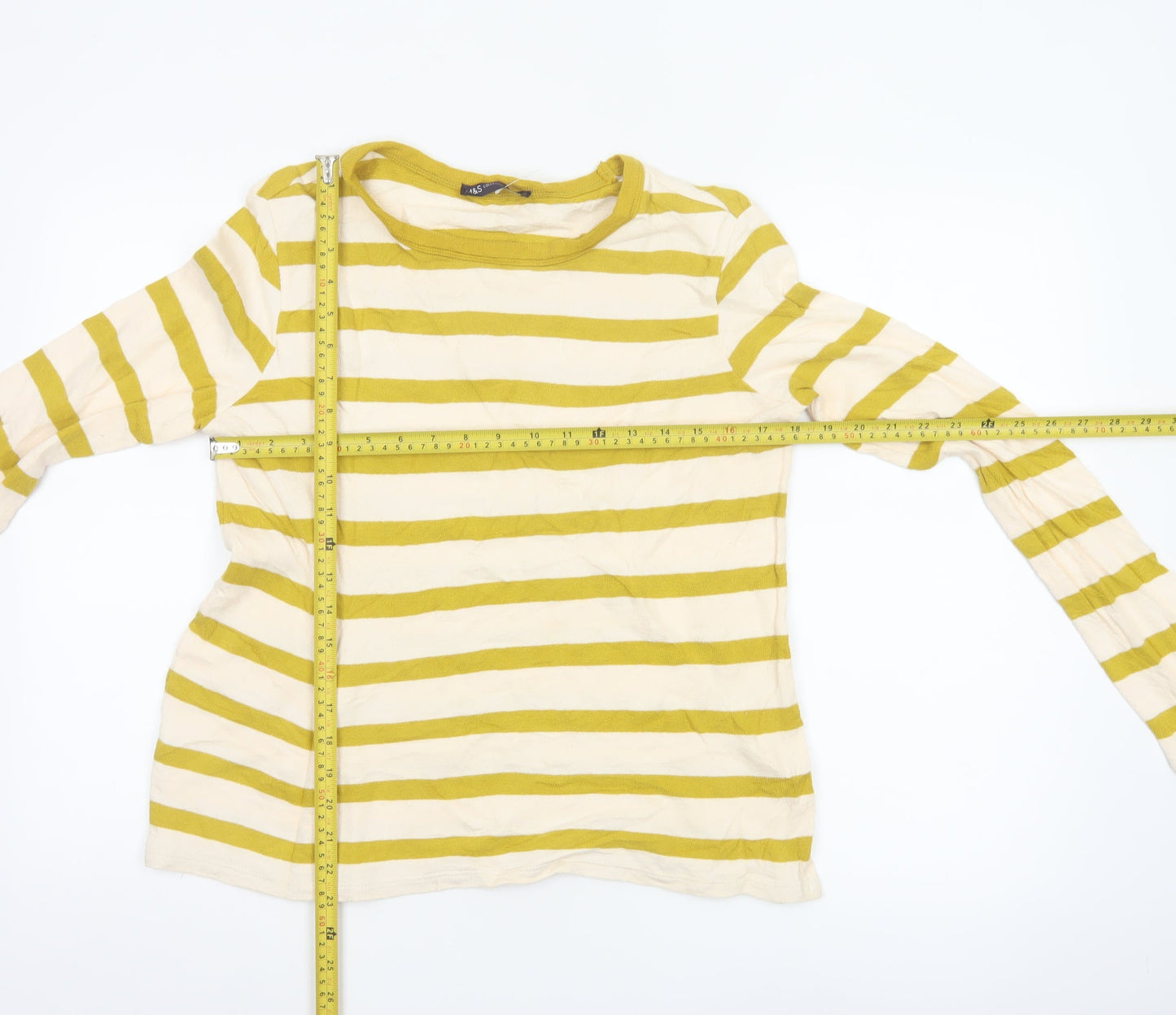 Marks and Spencer Women’s Yellow Striped Long Sleeve Cotton T-Shirt Size 10