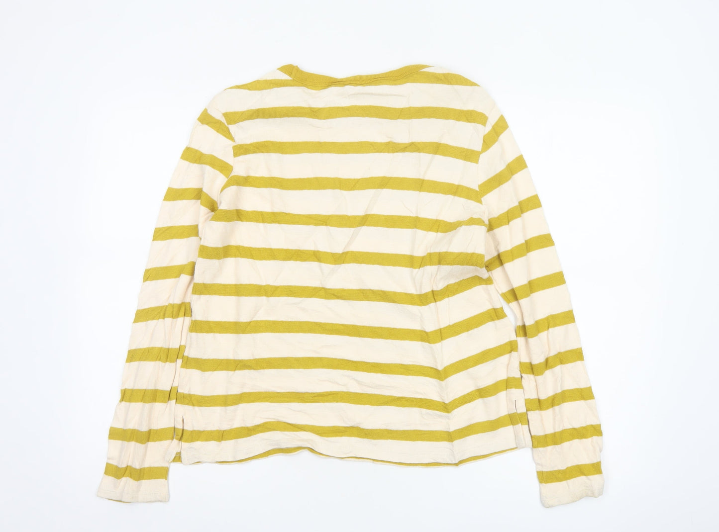 Marks and Spencer Women’s Yellow Striped Long Sleeve Cotton T-Shirt Size 10