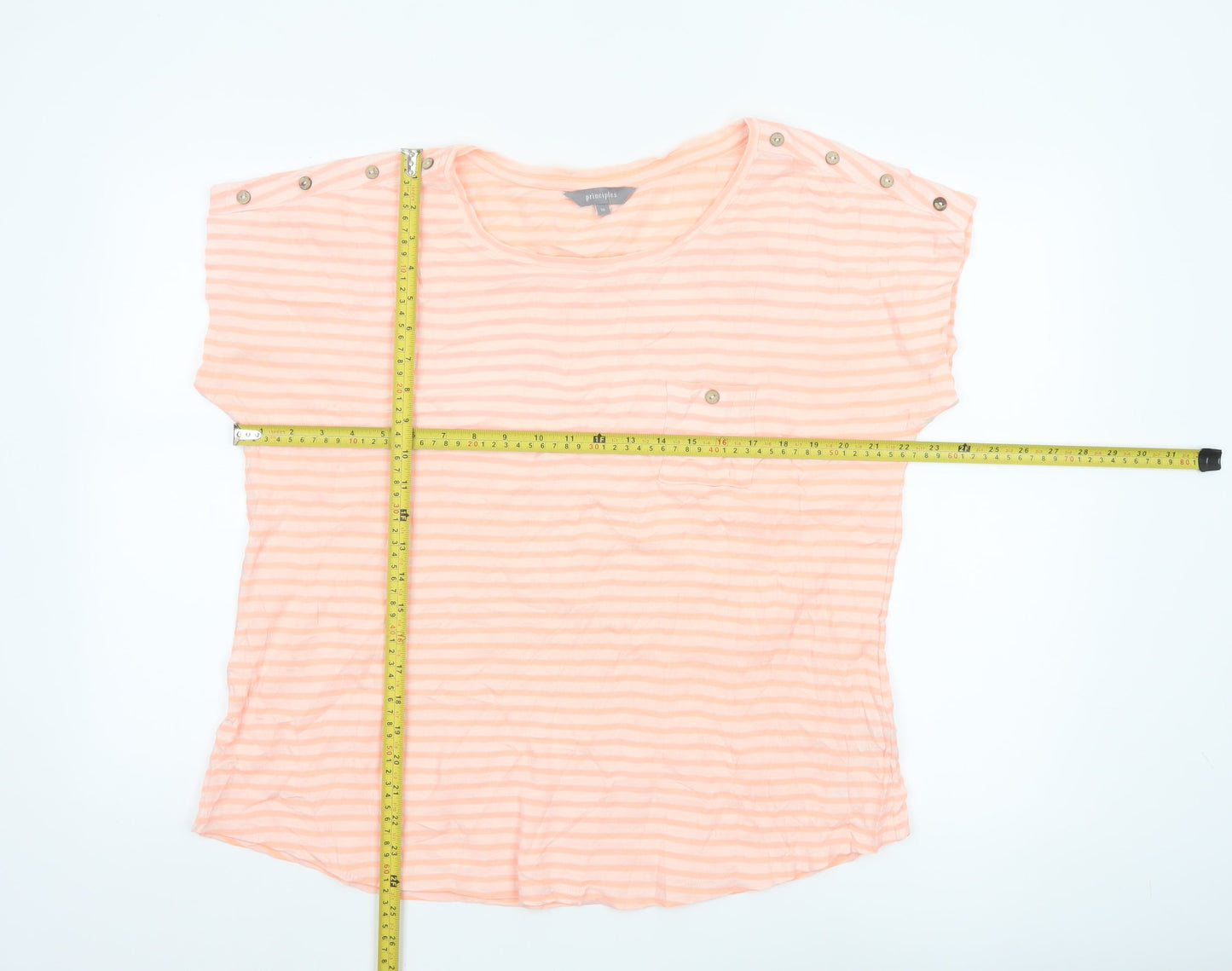 Principles Women's Orange Striped Cotton Blend Short Sleeve T-Shirt Size 16
