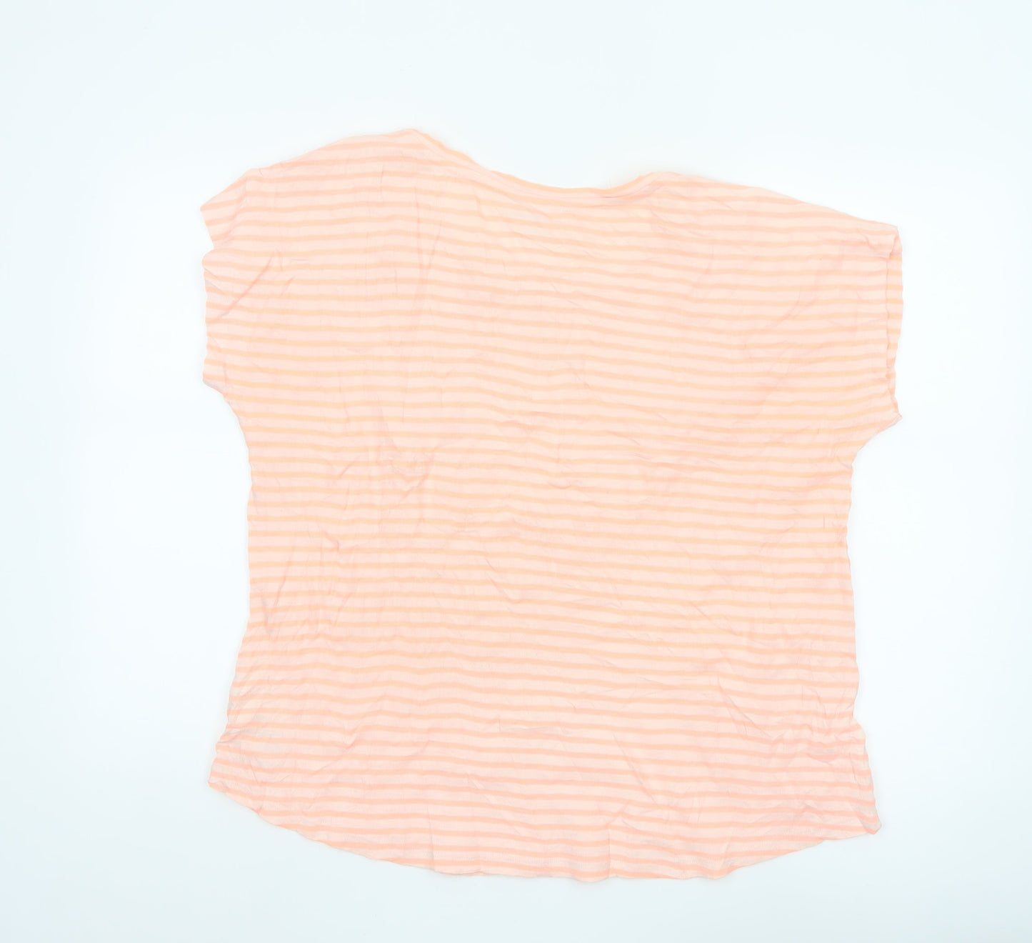 Principles Women's Orange Striped Cotton Blend Short Sleeve T-Shirt Size 16