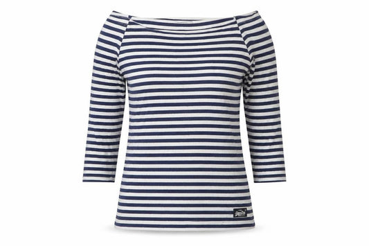 Superdry Women's Navy White Striped Boat Neck Top S