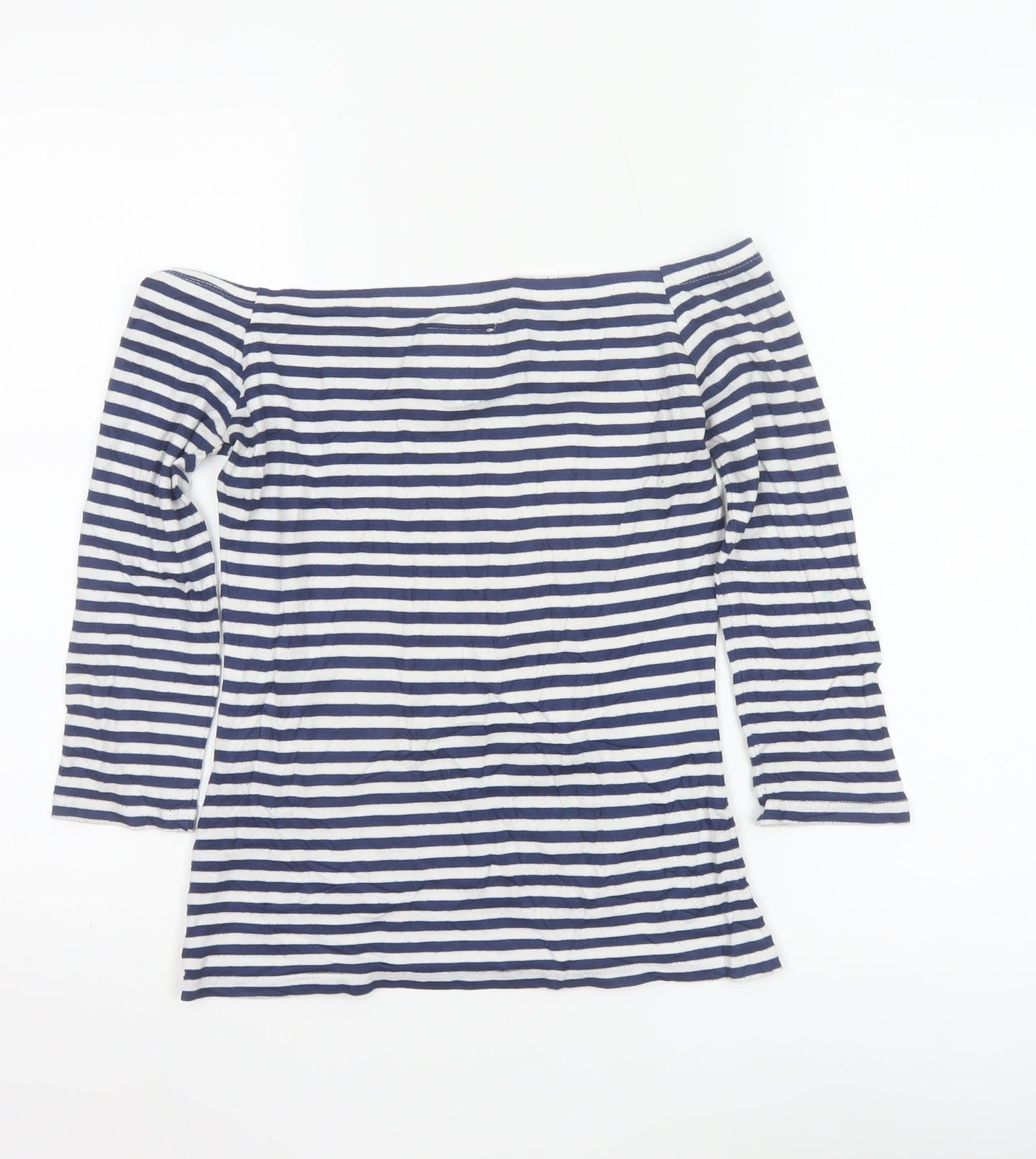 Superdry Women's Navy White Striped Boat Neck Top S