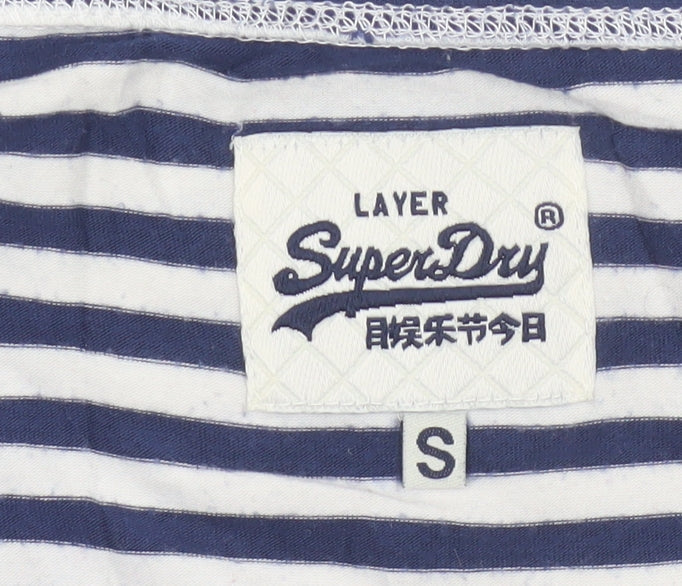 Superdry Women's Navy White Striped Boat Neck Top S