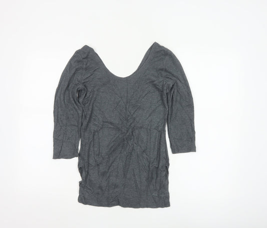 Jockey Womens Grey 3/4 Sleeve Cotton Blend Thermal Top M