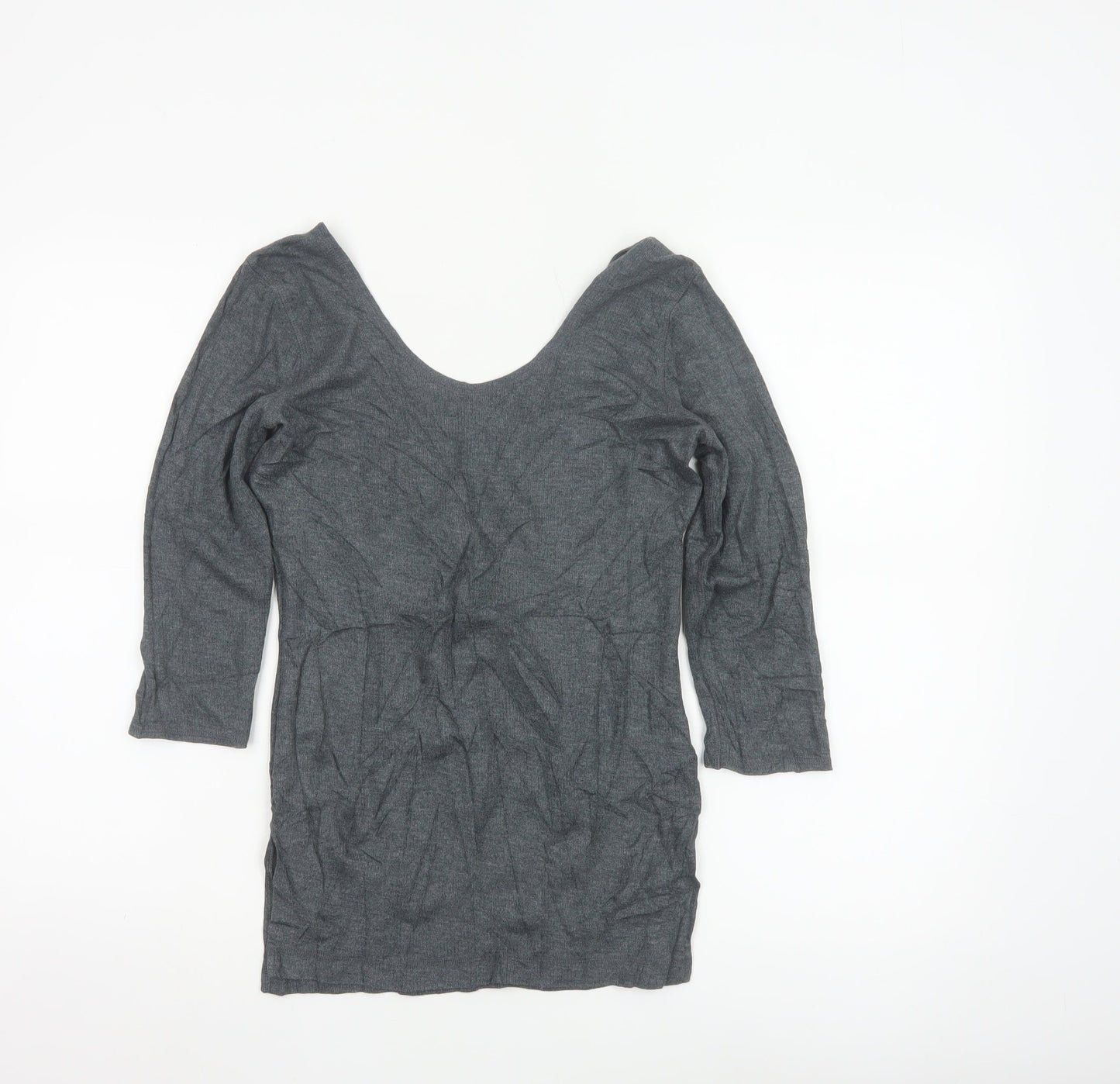Jockey Womens Grey 3/4 Sleeve Cotton Blend Thermal Top M