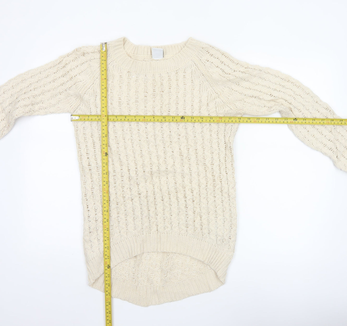 Vero Moda Women Beige Knit Long Sleeve Basic Pullover Sweater S