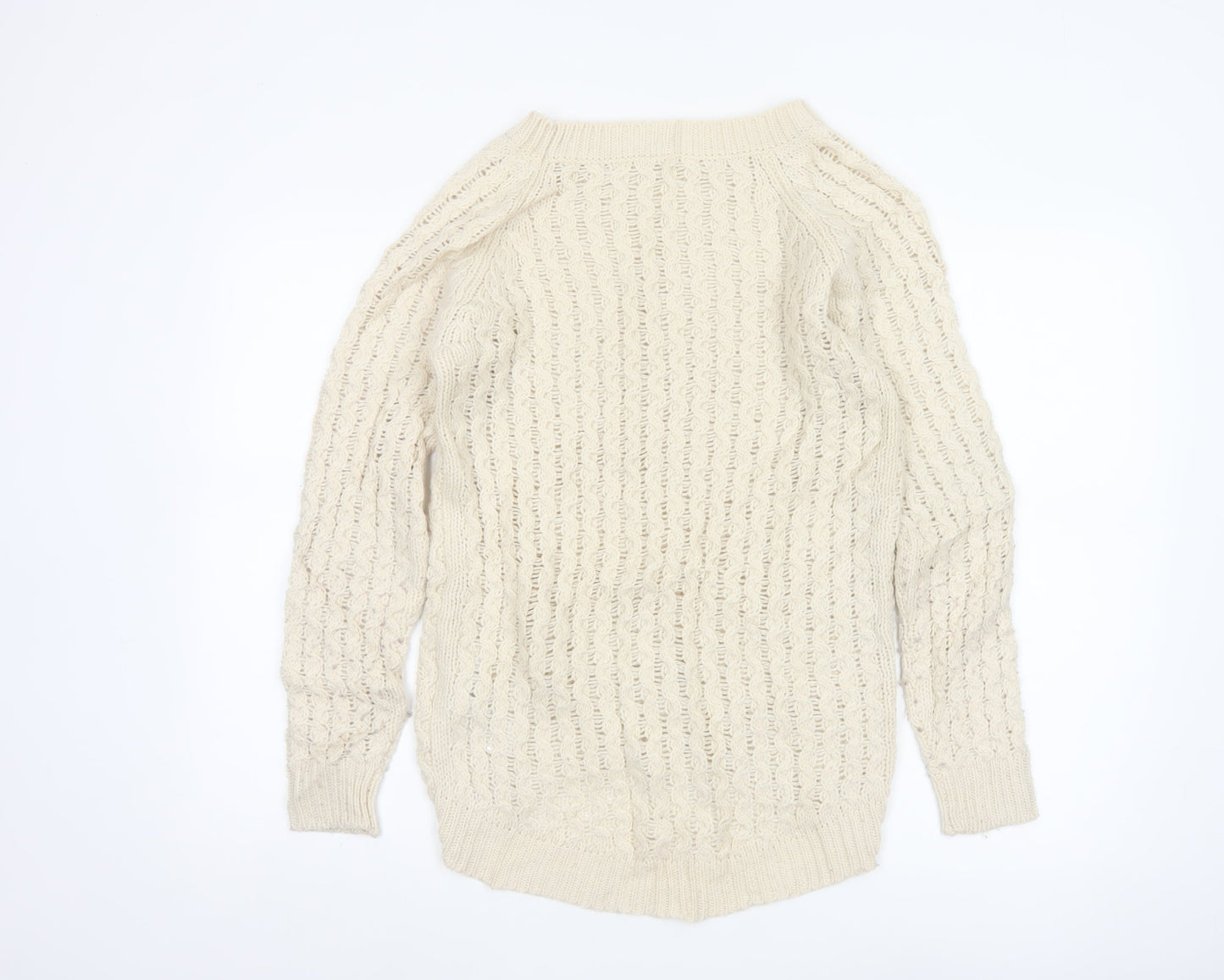 Vero Moda Women Beige Knit Long Sleeve Basic Pullover Sweater S