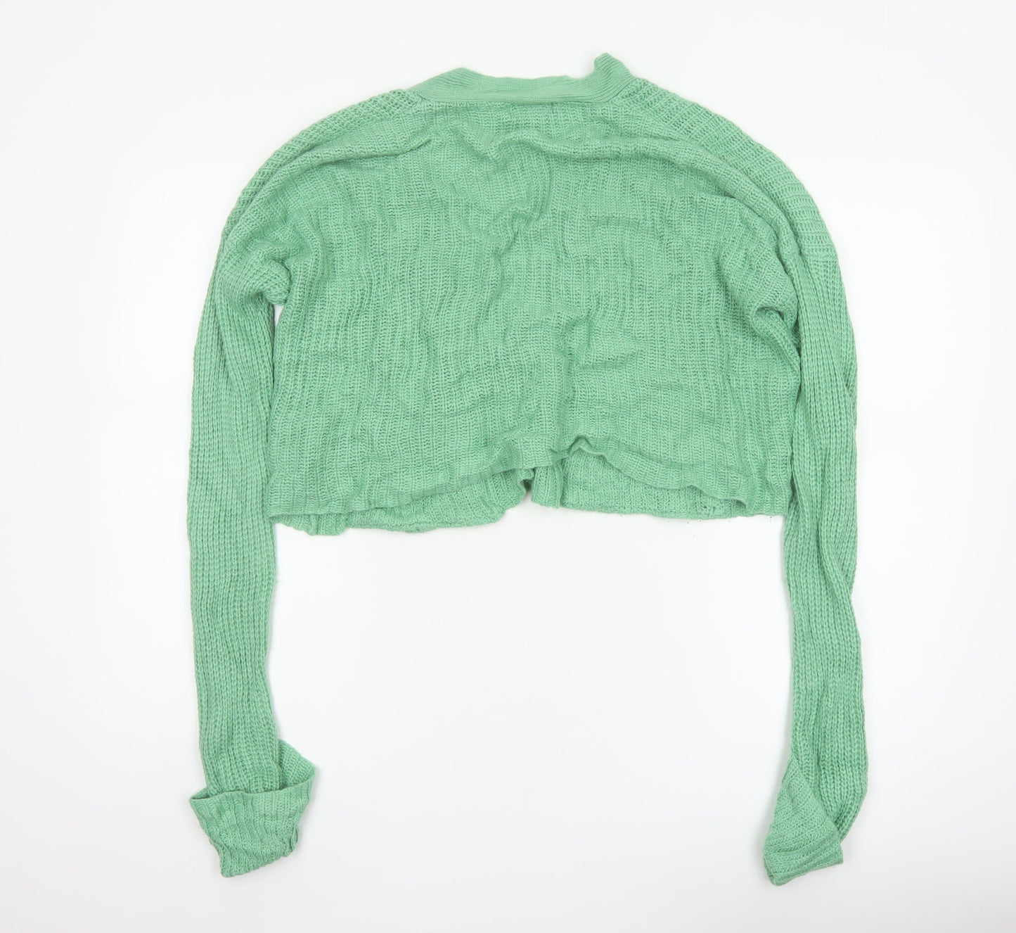QED London Women's Green Long Sleeve Cropped Cardigan Size 12