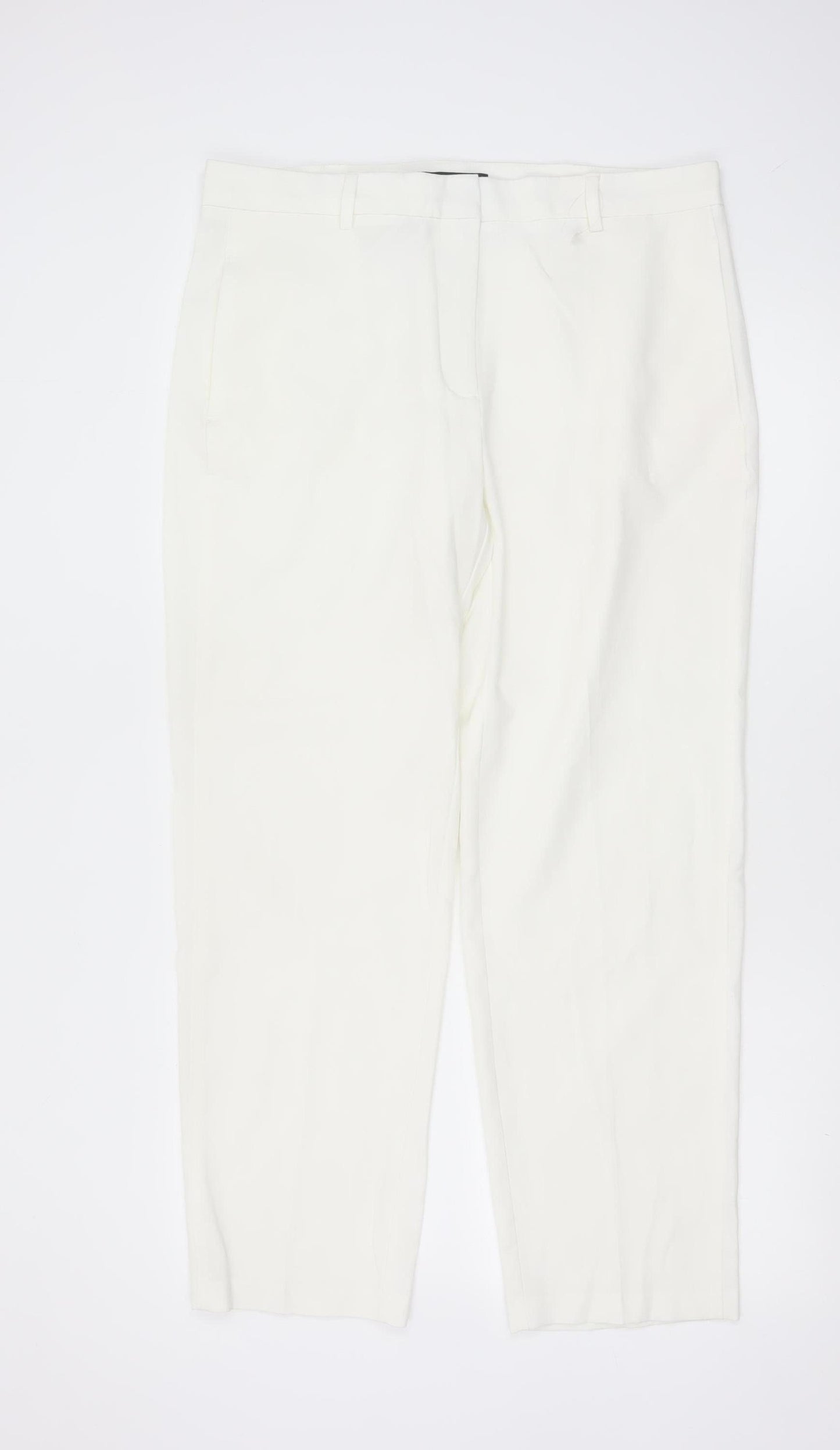 Marks and Spencer Women White Size 14 Straight Trousers