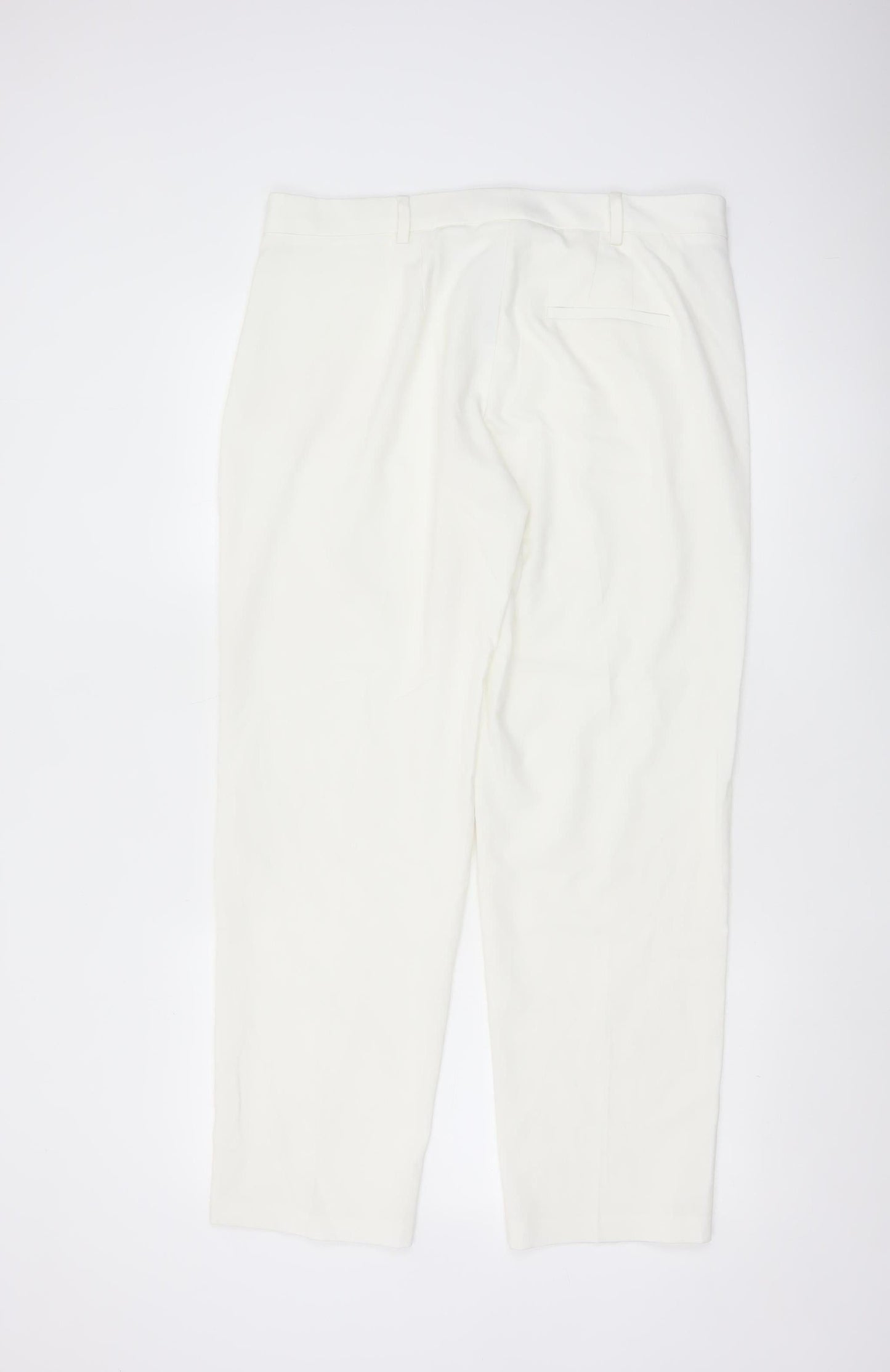 Marks and Spencer Women White Size 14 Straight Trousers