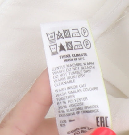 Marks and Spencer Women White Size 14 Straight Trousers