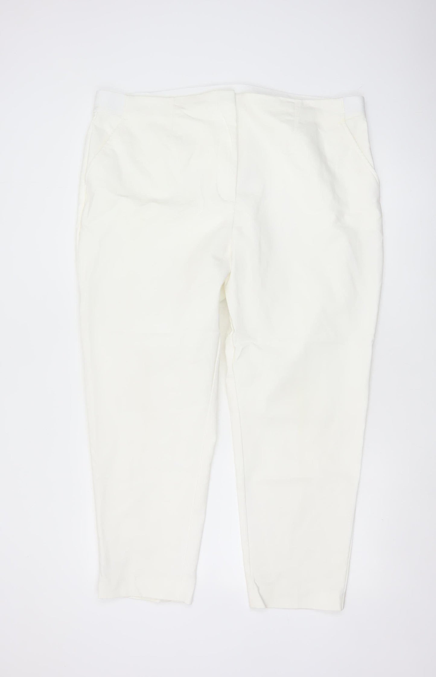 Marks and Spencer Women Ivory Size 22 Elastic Waist Tapered Trousers