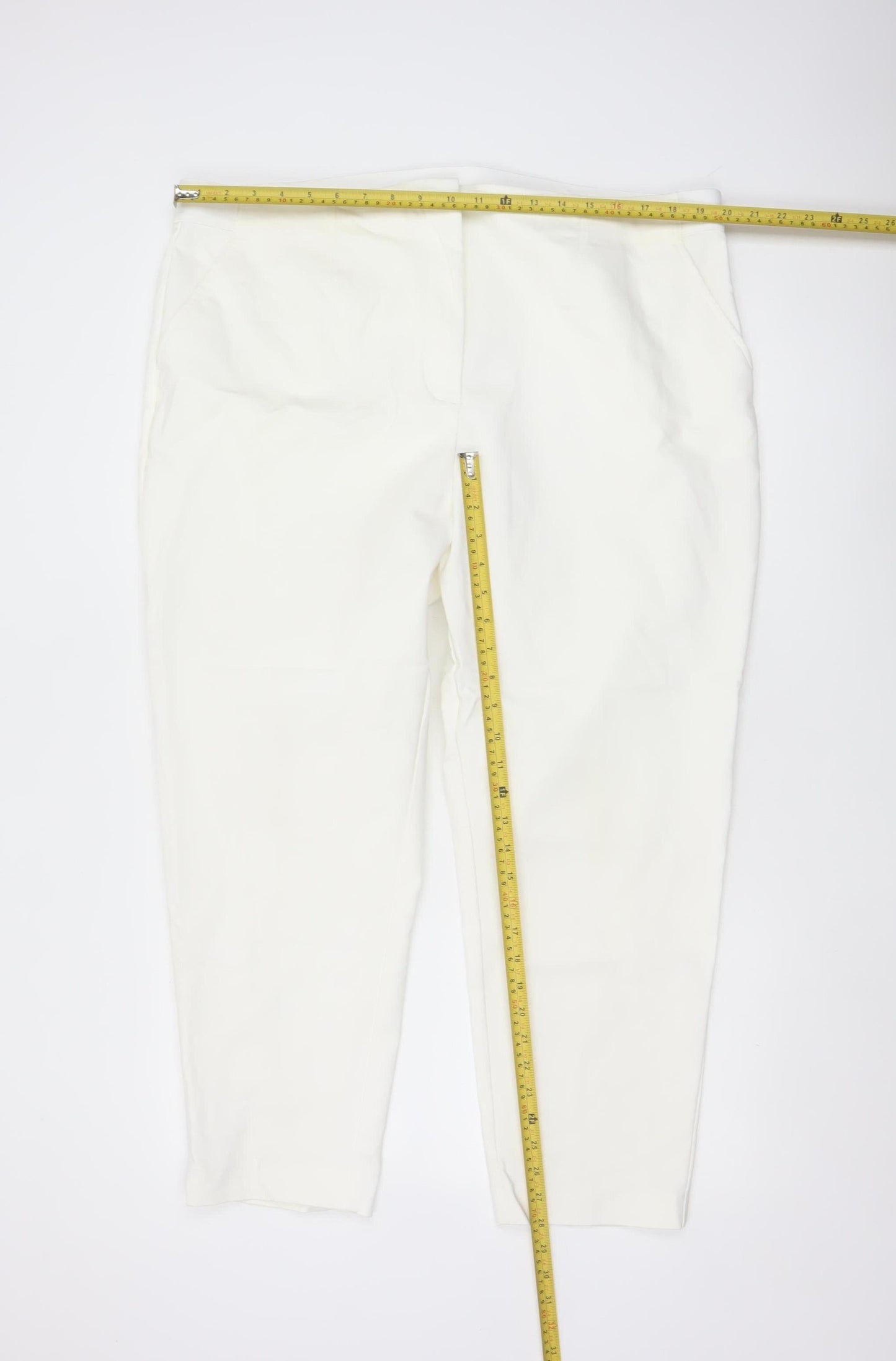 Marks and Spencer Women Ivory Size 22 Elastic Waist Tapered Trousers