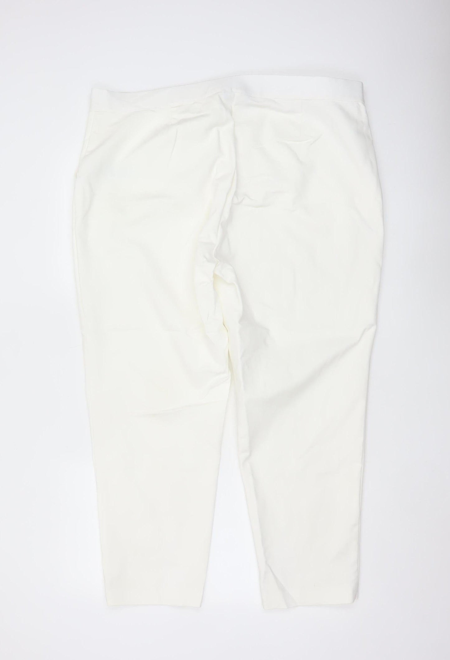 Marks and Spencer Women Ivory Size 22 Elastic Waist Tapered Trousers