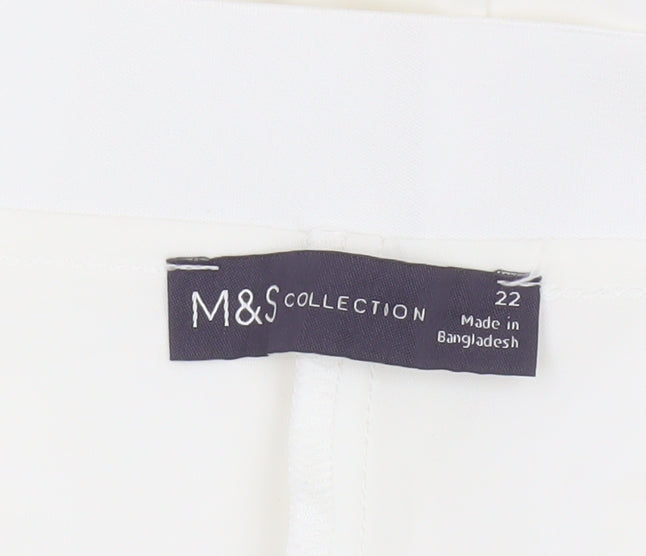 Marks and Spencer Women Ivory Size 22 Elastic Waist Tapered Trousers