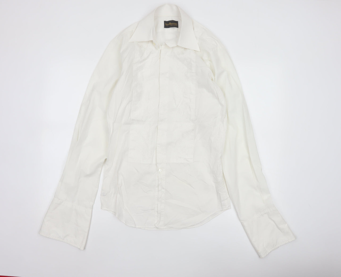 Van Heusen Men's White 15in Regular Fit Cotton Dress Shirt