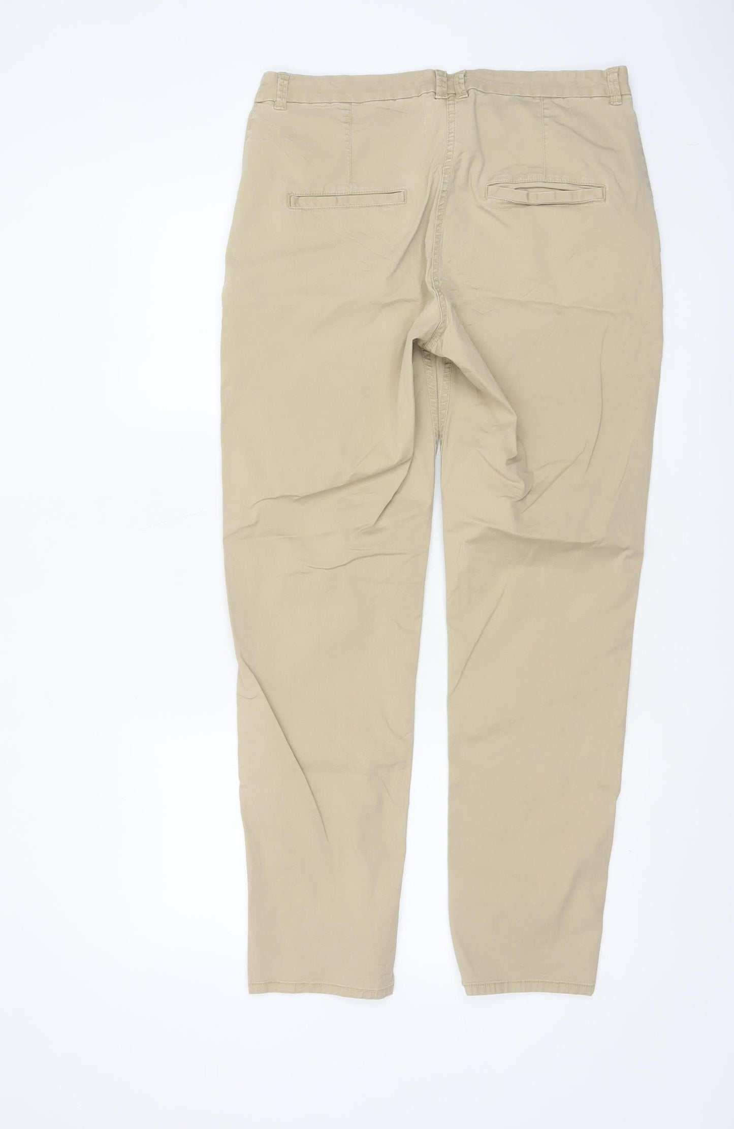 H&M Men Beige Chino Trousers Size M Regular Fit Cotton Blend