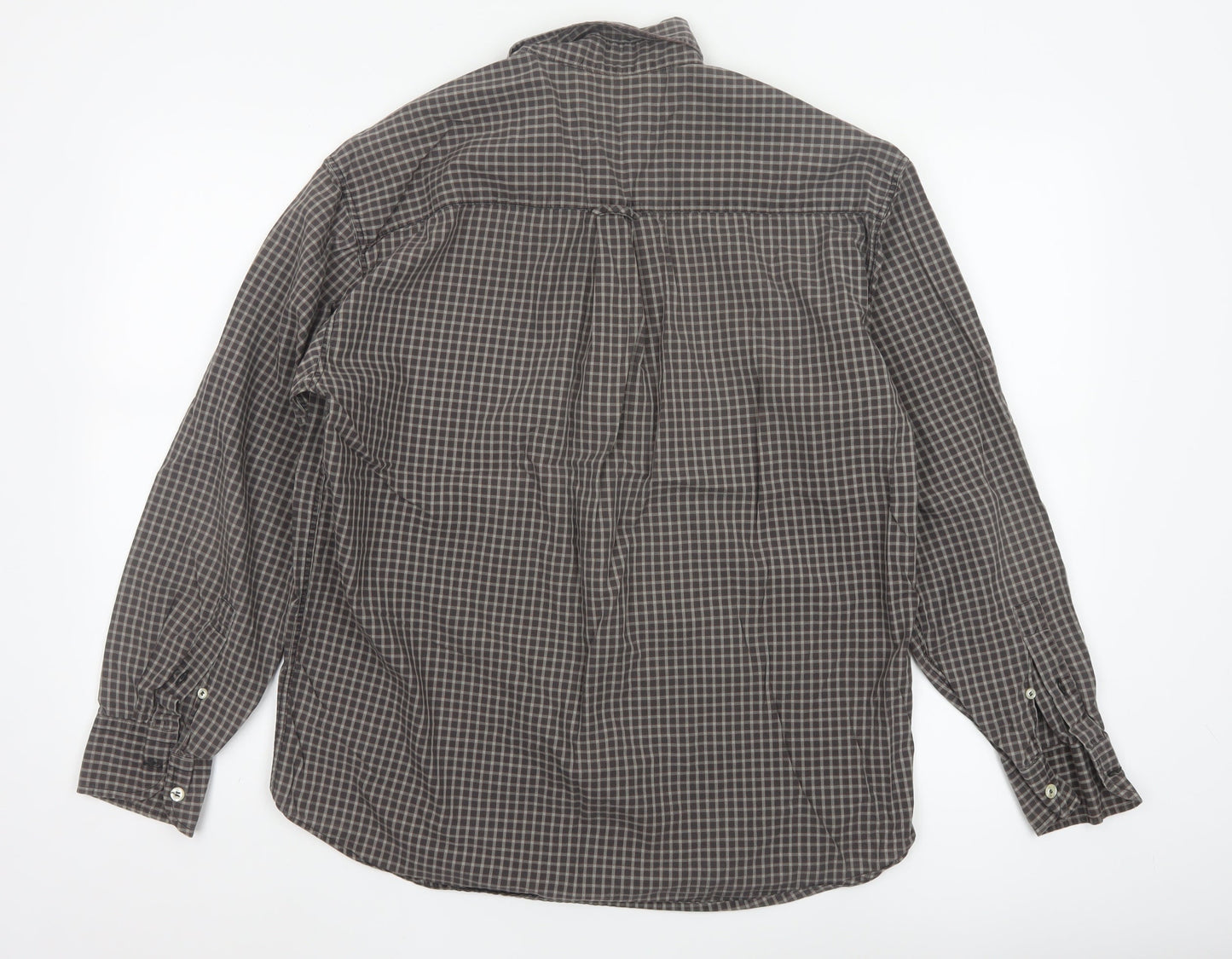 Wampum Mens Brown Checked Button-Up Long Sleeve Casual Shirt M