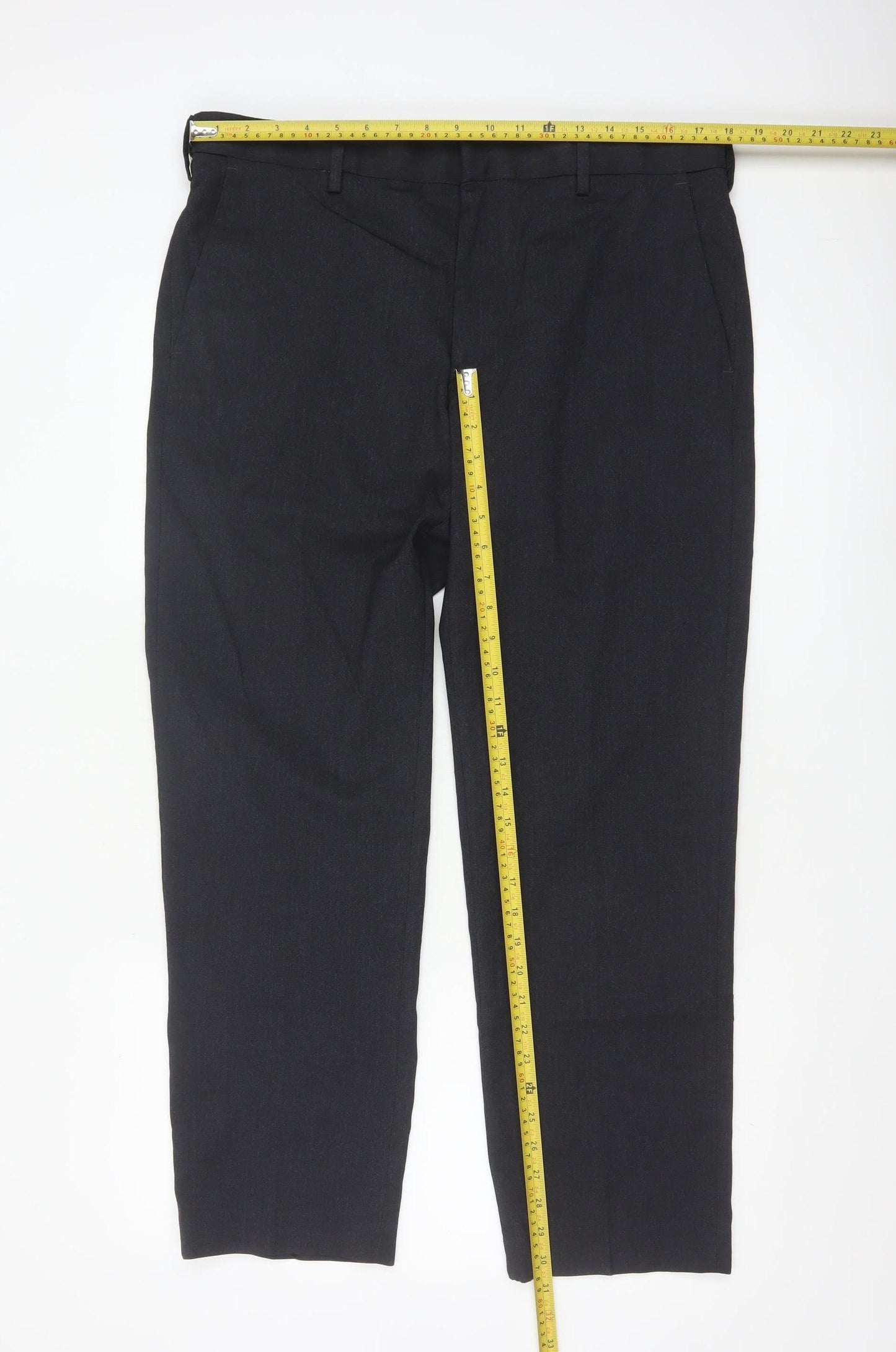 Marks and Spencer Men’s Black Regular Fit Dress Pants 36S Formal Trousers