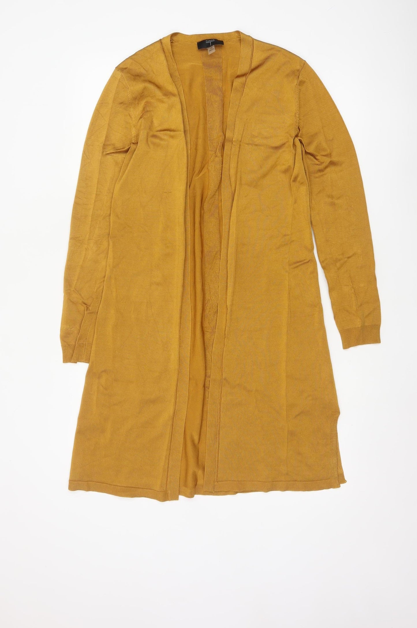 Tahari Women's Yellow Longline Open Cardigan XS Viscose Knit