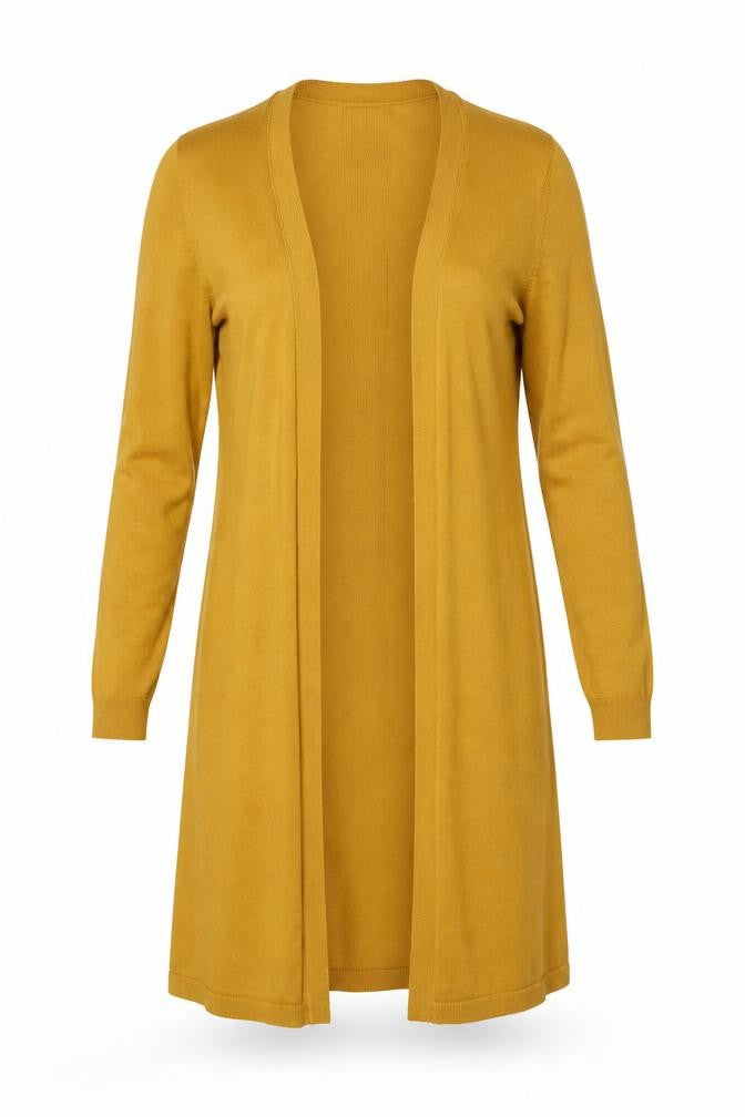 Tahari Women's Yellow Longline Open Cardigan XS Viscose Knit