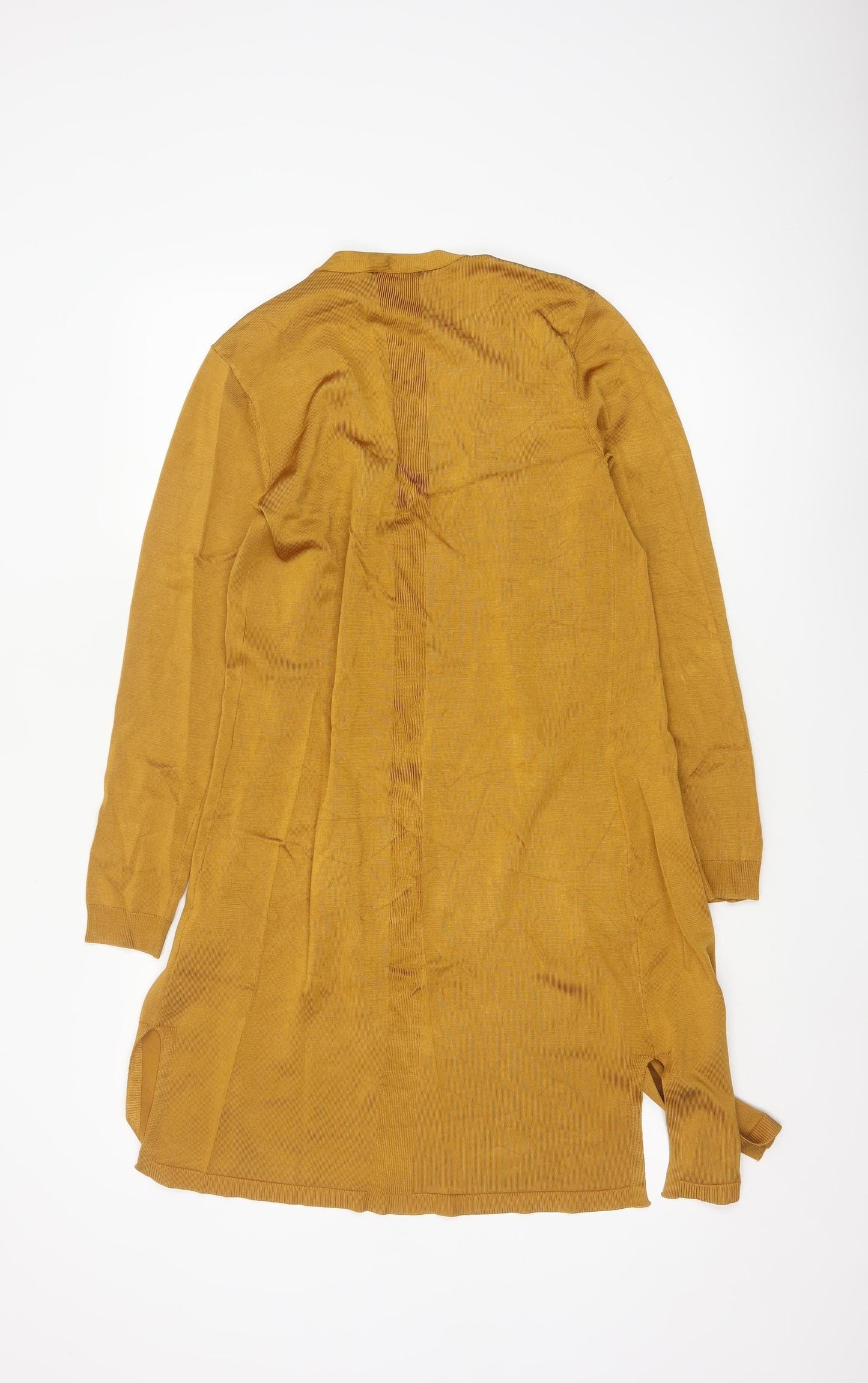 Tahari Women's Yellow Longline Open Cardigan XS Viscose Knit