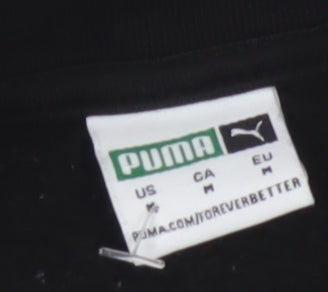 Puma Womens Black & Neon Green 1/4 Zip Pullover Sweatshirt Size M