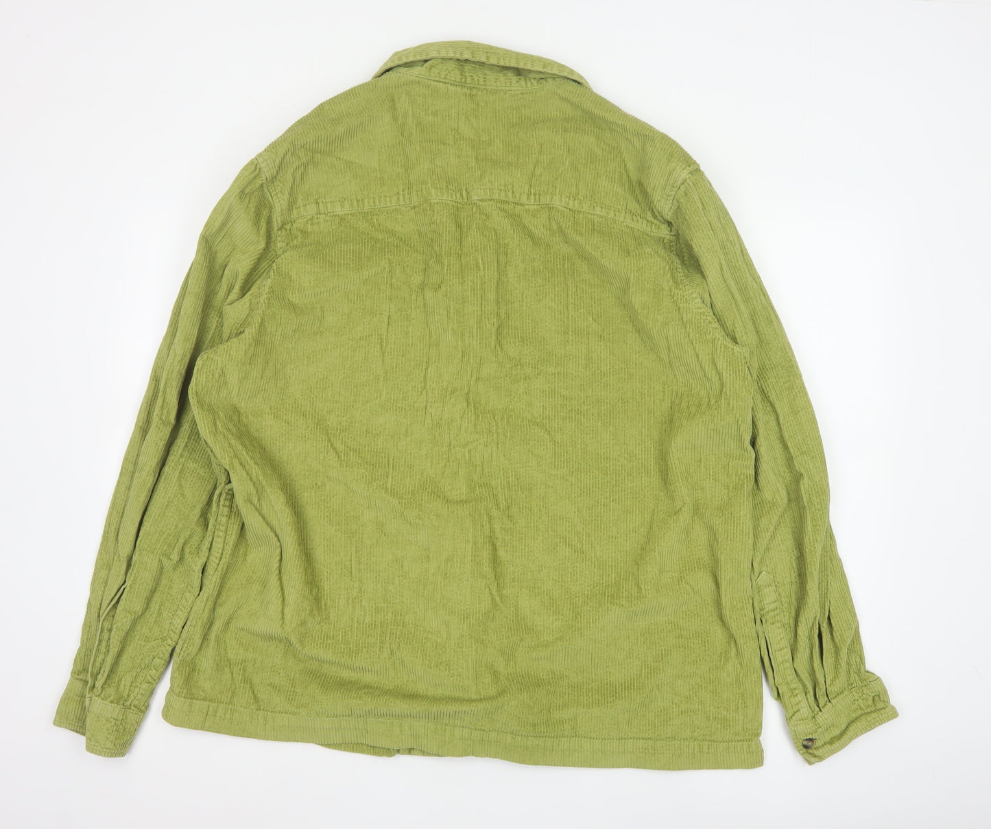 ASOS Design Men's Green Corduroy Button-Up Shirt 2XL Regular Fit Cotton