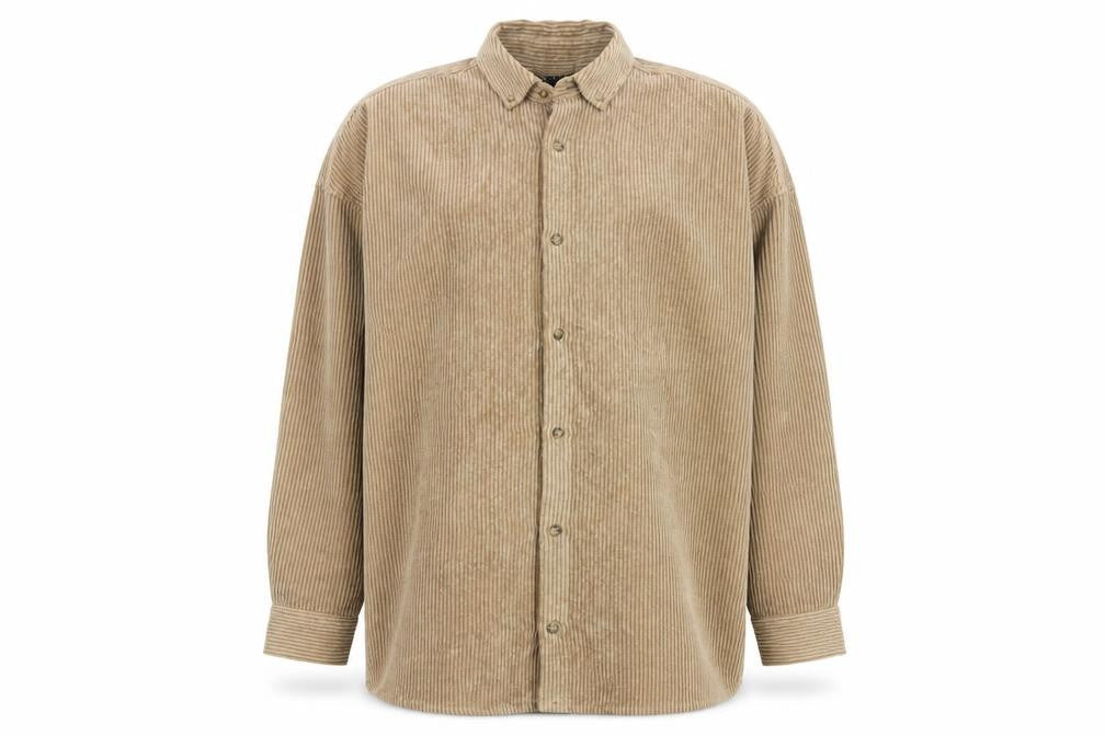 ASOS Design Men's Beige Corduroy Button-Up Shirt Size M