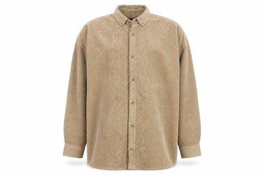 ASOS Design Men's Beige Corduroy Button-Up Shirt Size M