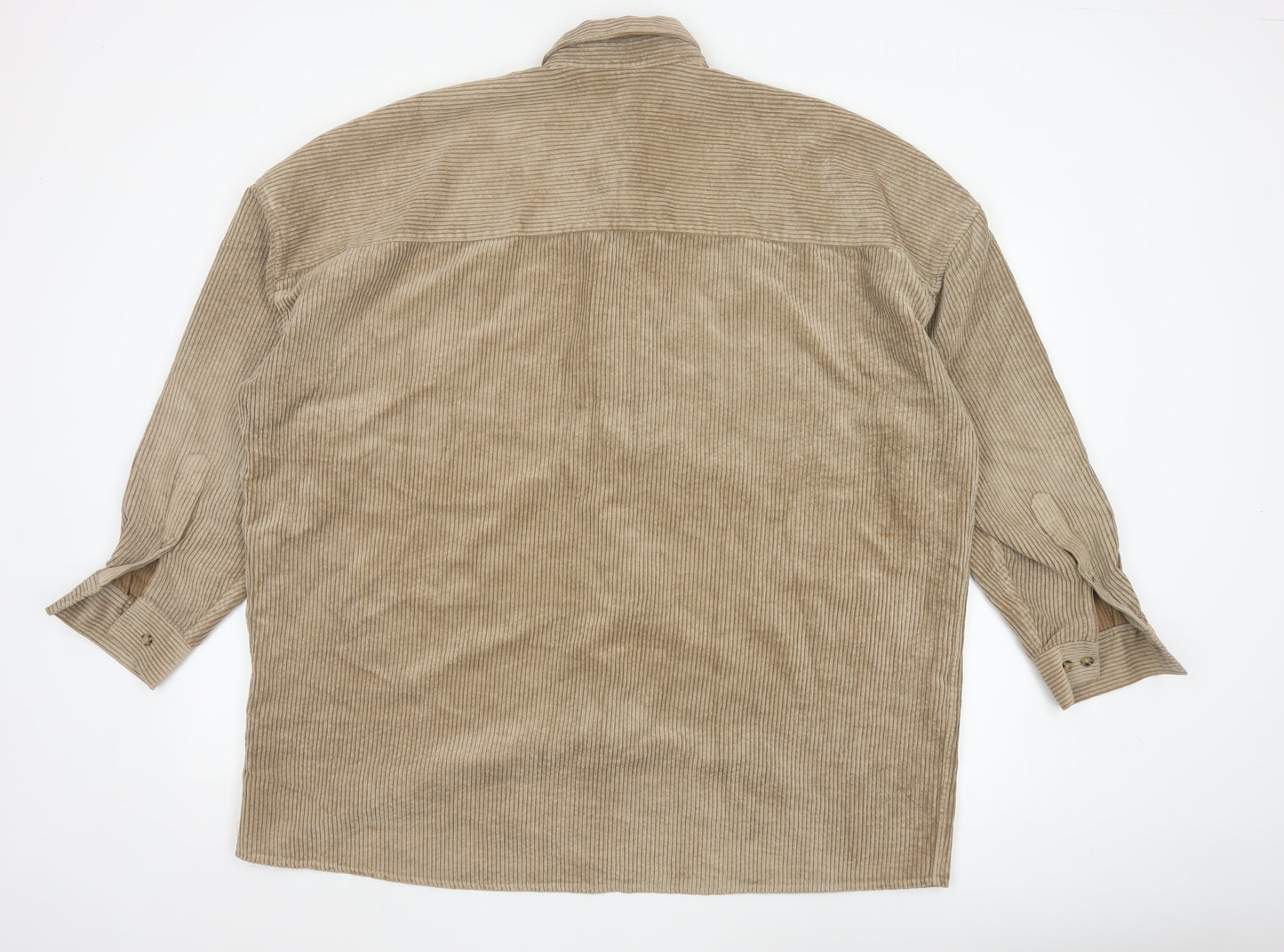 ASOS Design Men's Beige Corduroy Button-Up Shirt Size M
