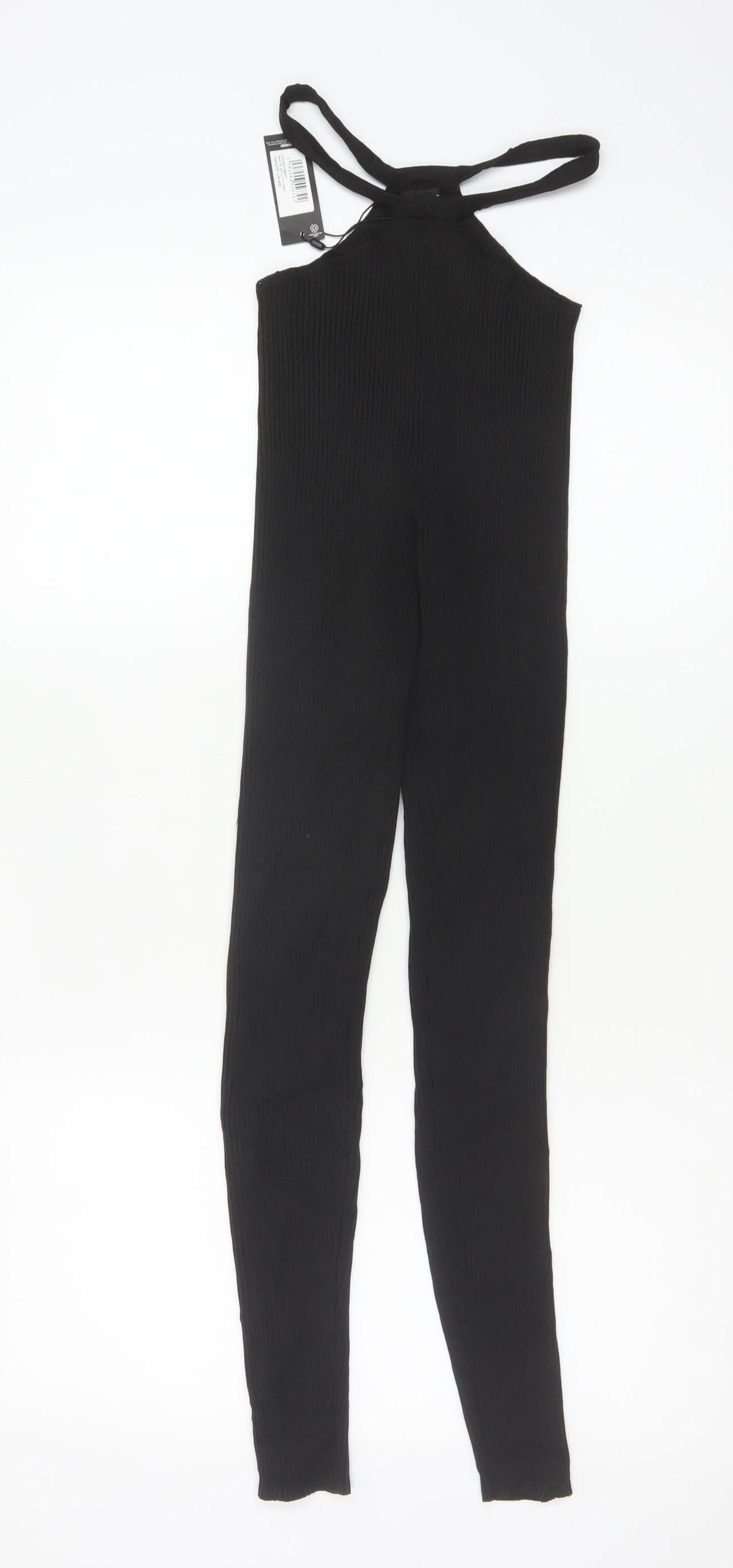 PrettyLittleThing Women Black XS Ribbed Skinny Trousers