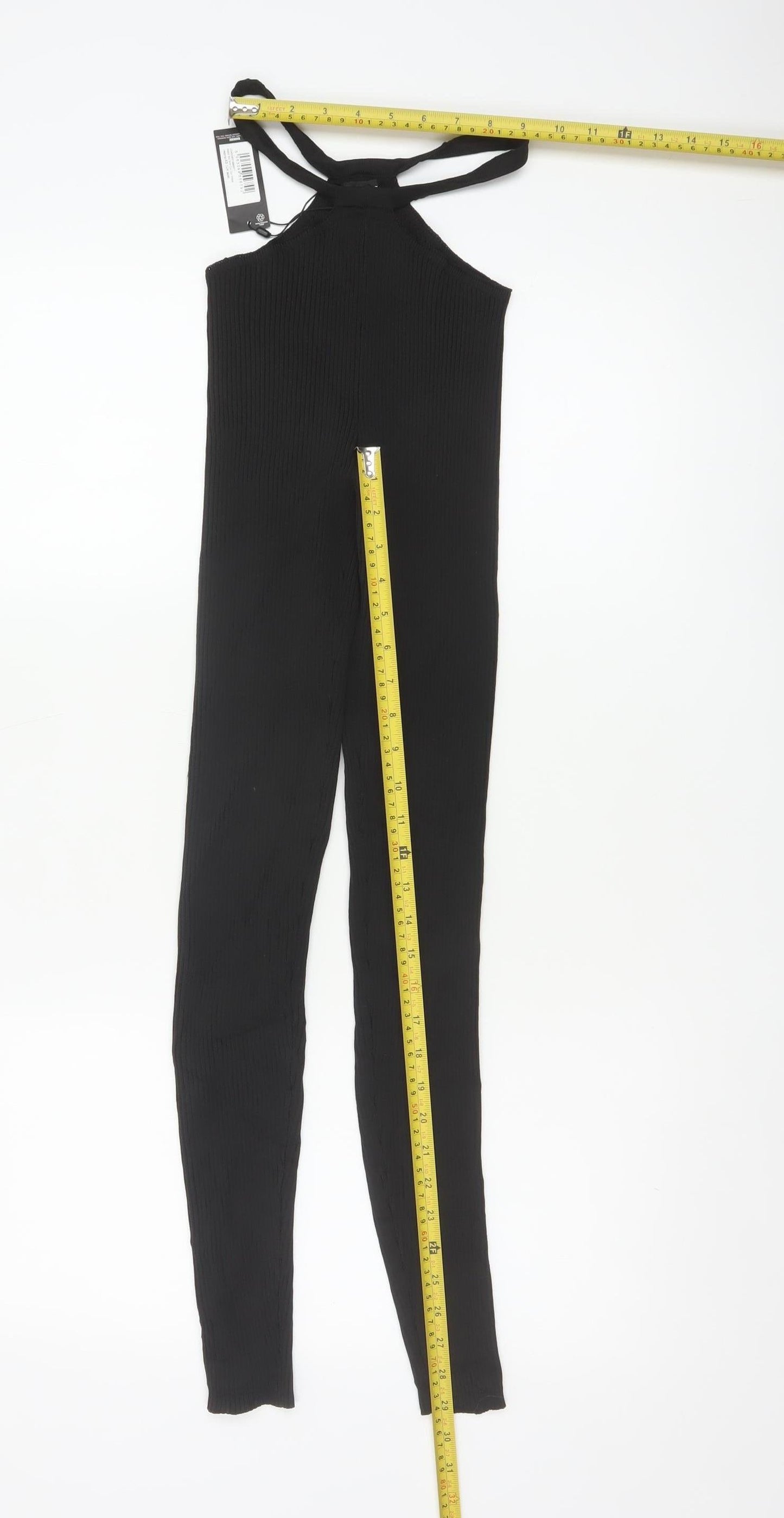 PrettyLittleThing Women Black XS Ribbed Skinny Trousers