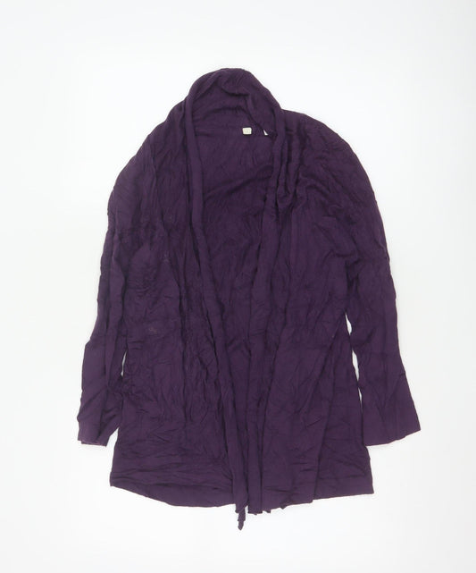 UNIQLO Women Purple Cardigan S V-Neck Knit Long Sleeve Lightweight