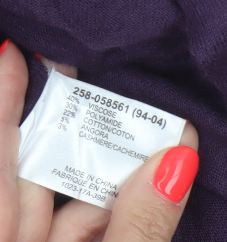 UNIQLO Women Purple Cardigan S V-Neck Knit Long Sleeve Lightweight