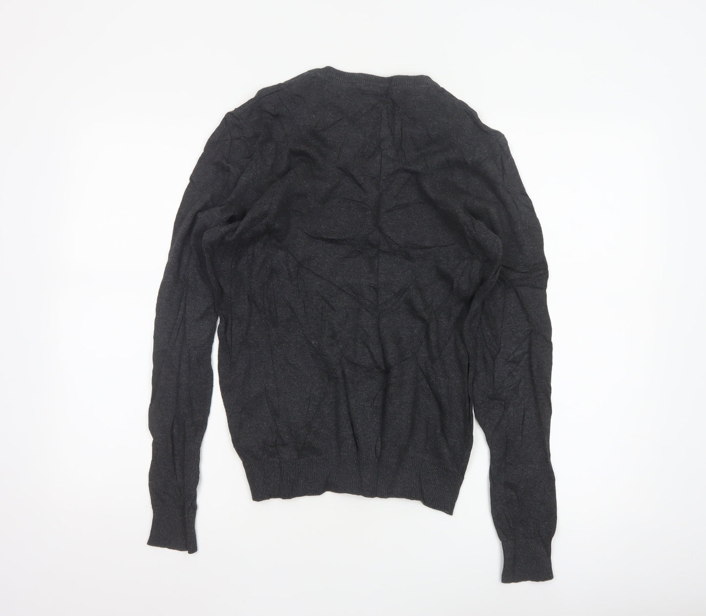 Charles Wilson Men's Grey Cotton V-Neck Jumper Small