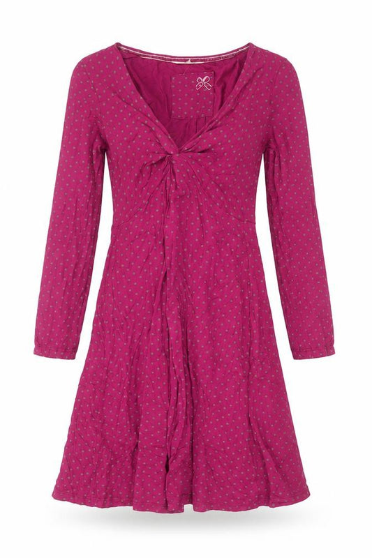 White Stuff Women's Pink Polka Dot Fit & Flare Viscose Dress Size 8
