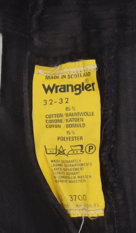 Wrangler Men's Black Corduroy Trousers 32x32 Regular Fit